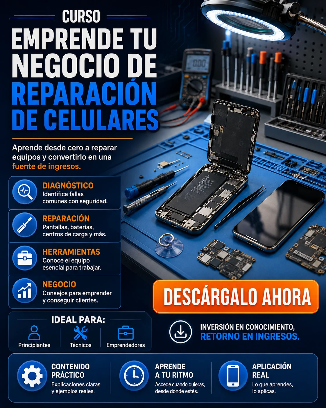 Curso emprende tu negocio de reparación de celulares