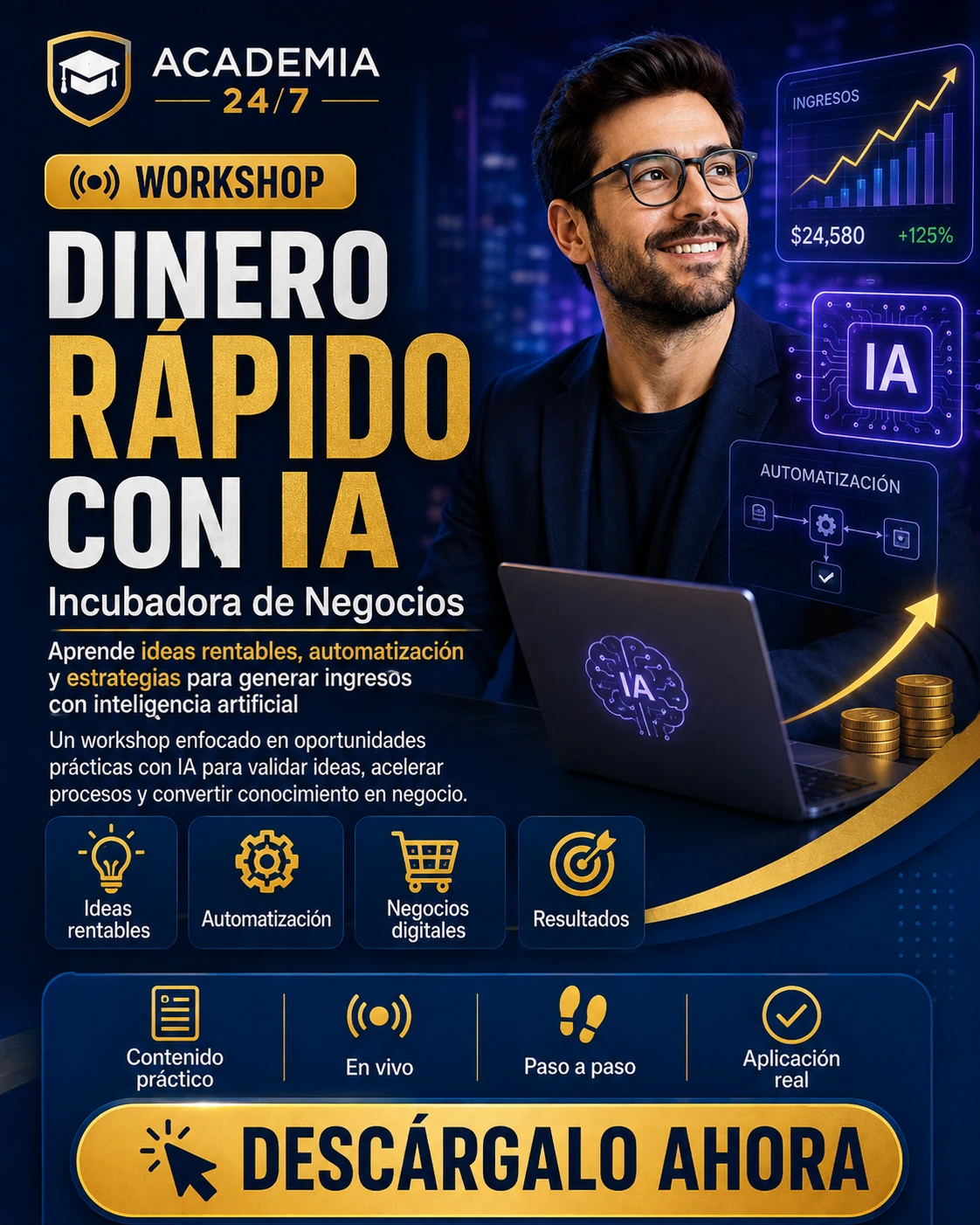 Workshop Dinero Rápido con IA – Incubadora de Negocios