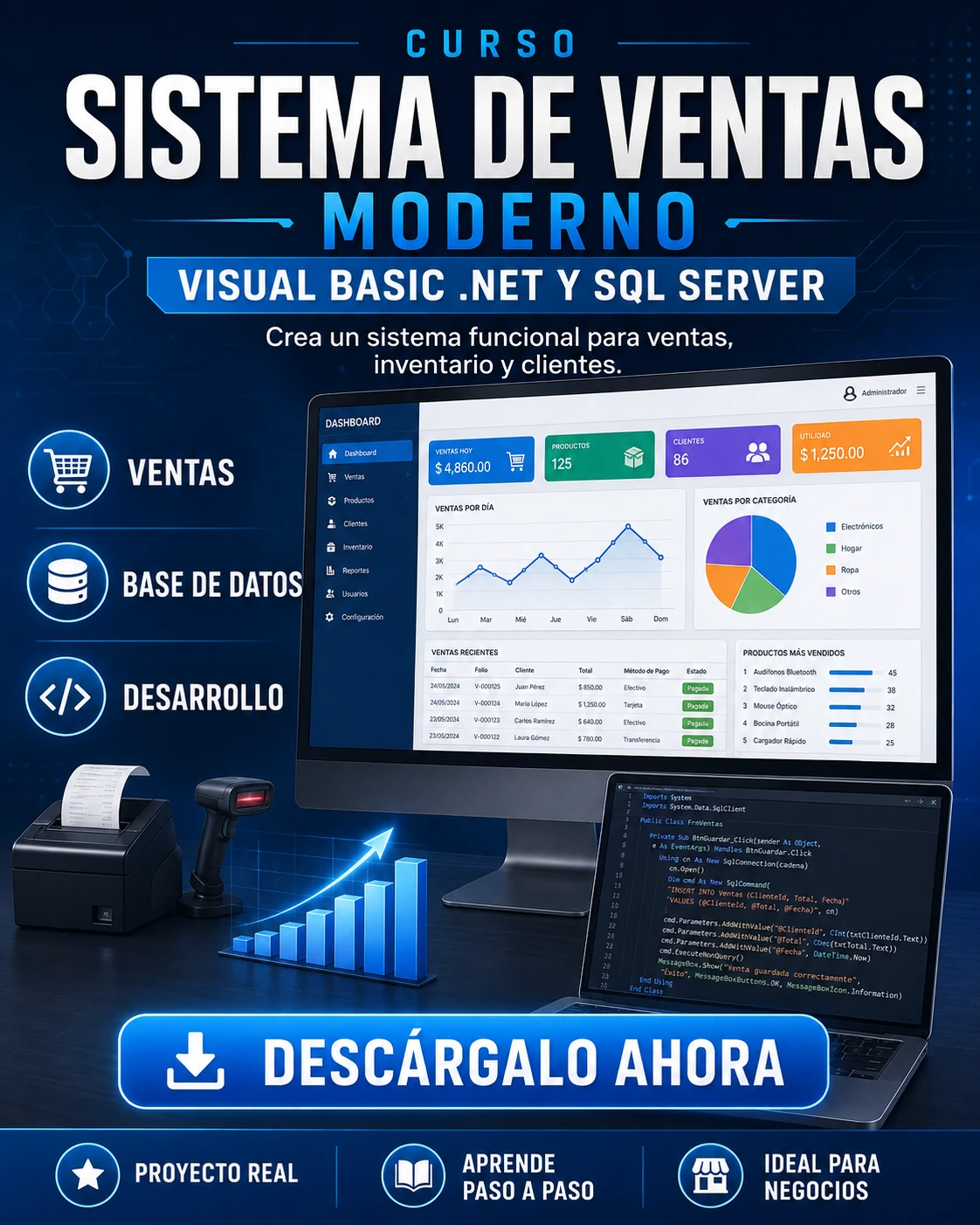 Sistema de ventas moderno con Visual Basic .NET y SQL Server