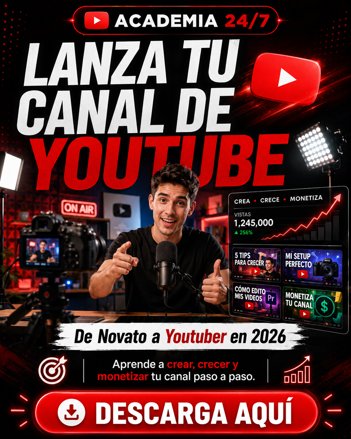 Lanza tu Canal de Youtube: De Novato a Youtuber en 2026