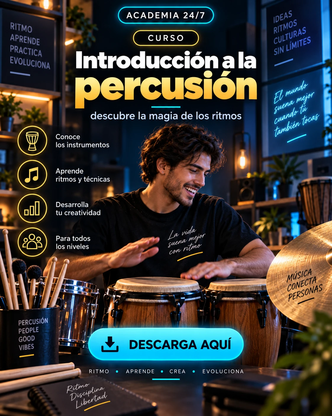 Introducción a la percusión descubre la magia de los ritmos