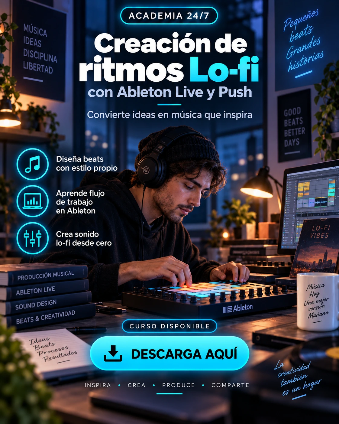 Creación de ritmos Lo-fi con Ableton Live y Push