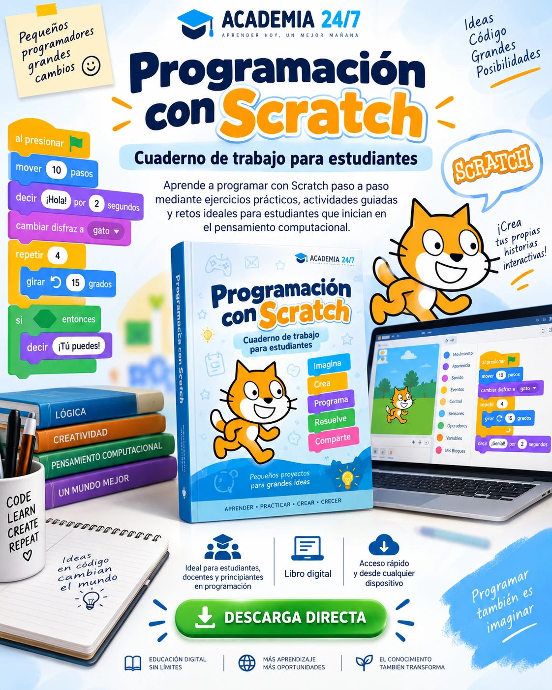 Programación con Scratch: Cuaderno de trabajo para estudiantes
