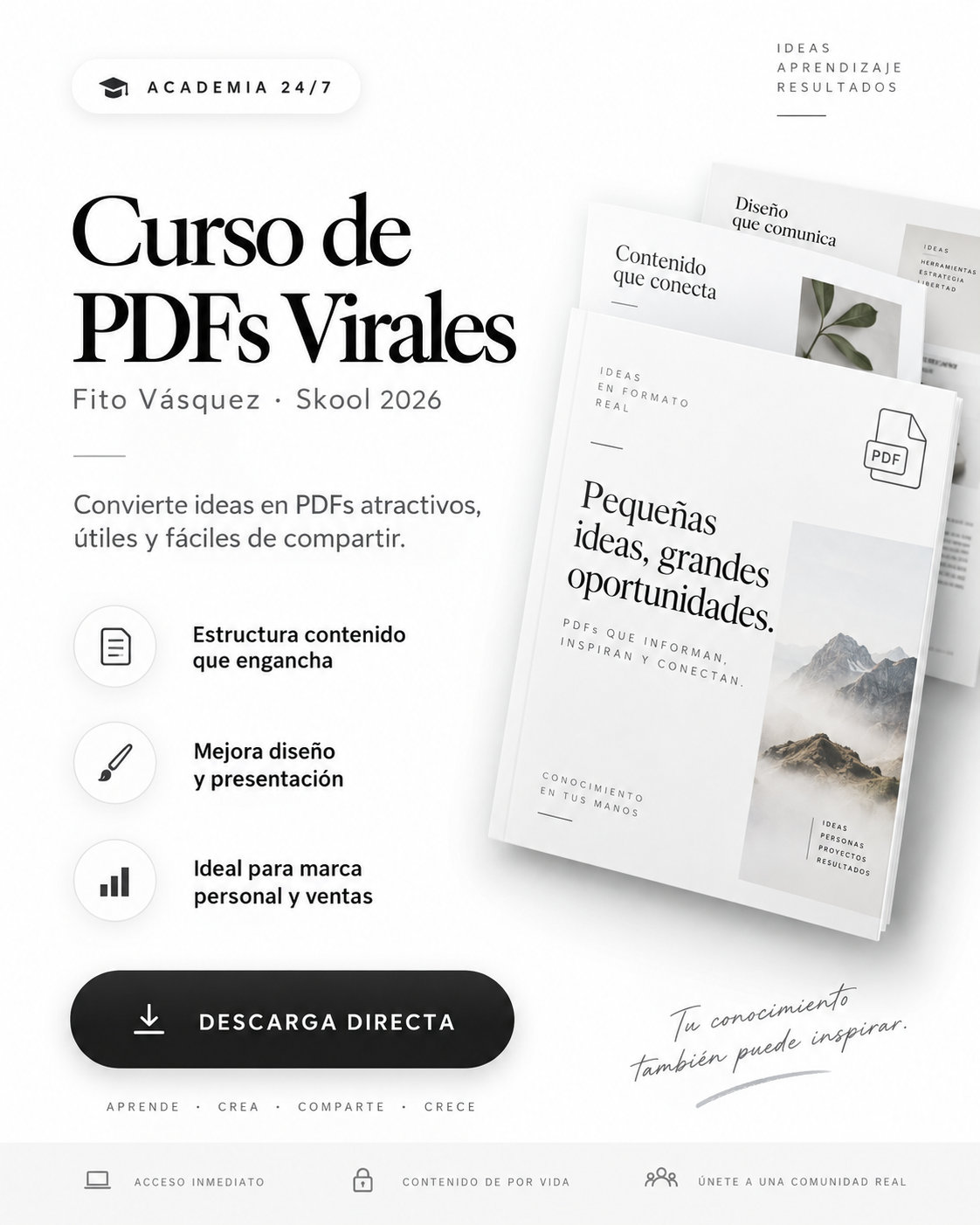 Curso de PDFs Virales: Diseña contenido que conecta, vende y se comparte