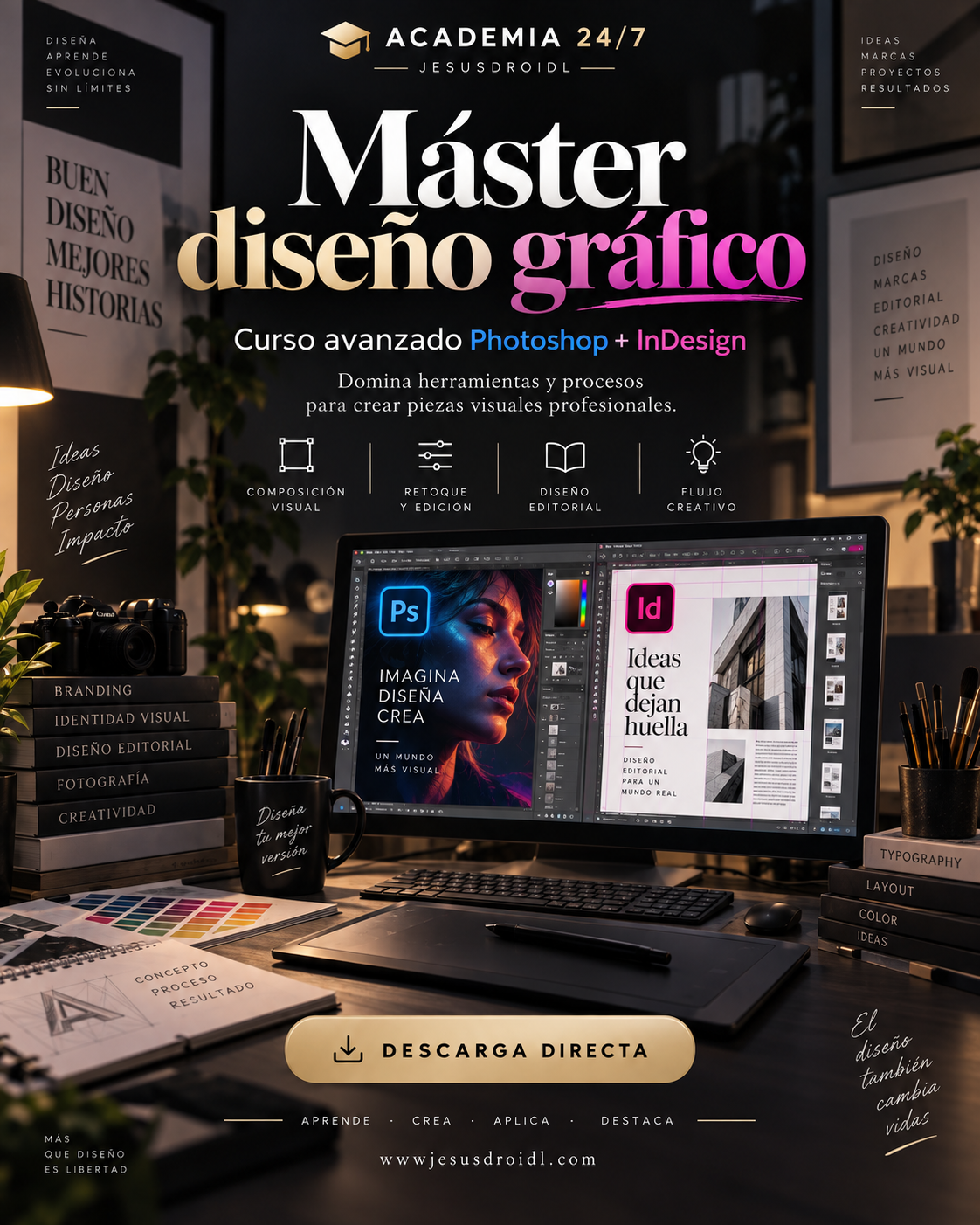 Máster diseño gráfico. Curso avanzado Photoshop + InDesign 2026