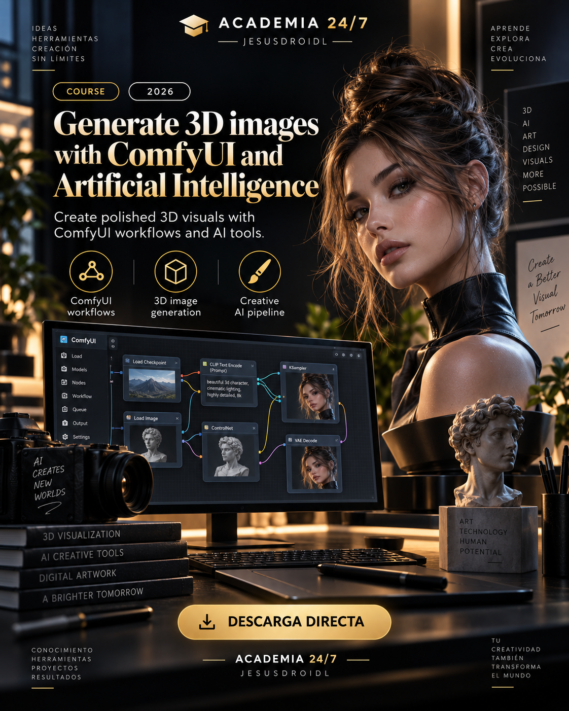 Generate 3D images with ComfyUI and Artificial Intelligence 2026