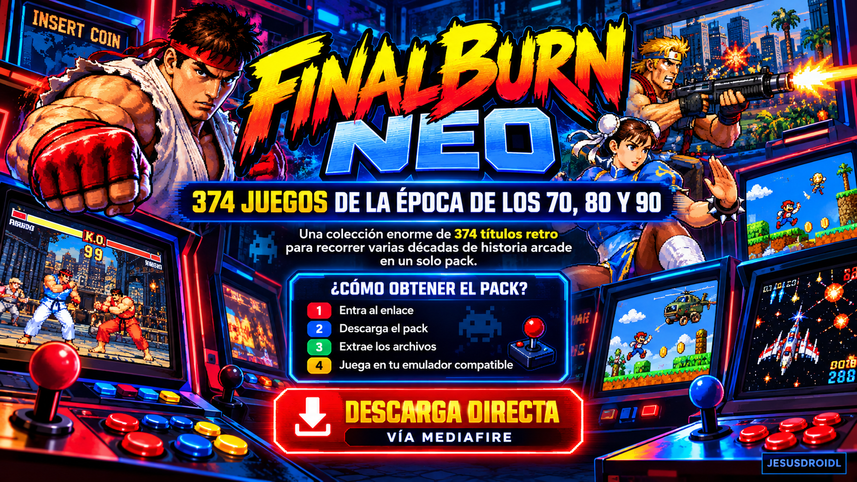FINALBURN NEO 374 JUEGOS DE LA EPOCA DE LOS 70 80 Y 90