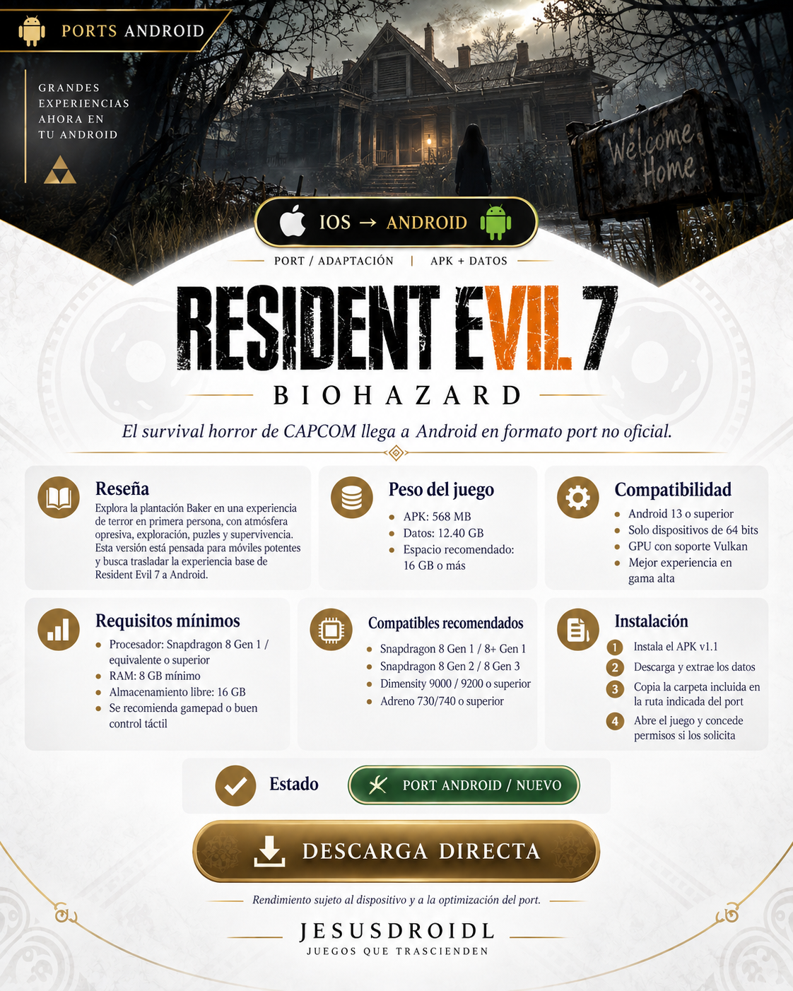 Resident Evil 7 biohazard — Port para Android v1.1